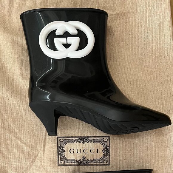 Gucci Interlocking GG Rubber Ankle Boots Rain Boots 36 6 6.5 Brand New Dustbags - Picture 2 of 9